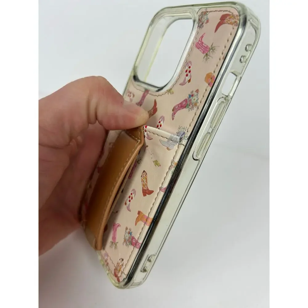 Walli iPhone 15 Pro Case Cowgirl Cowboy Boots Floral Cell Phone Case